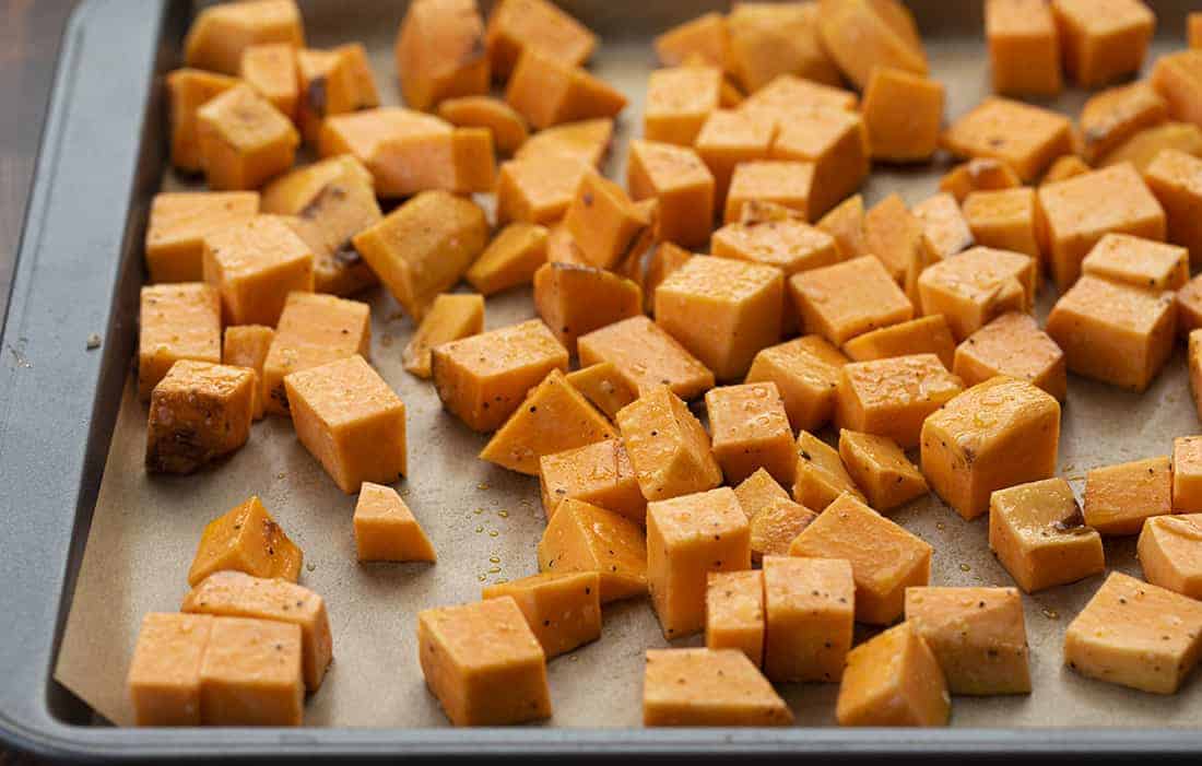 Raw Roasted Sweet Potatoes Before Baking