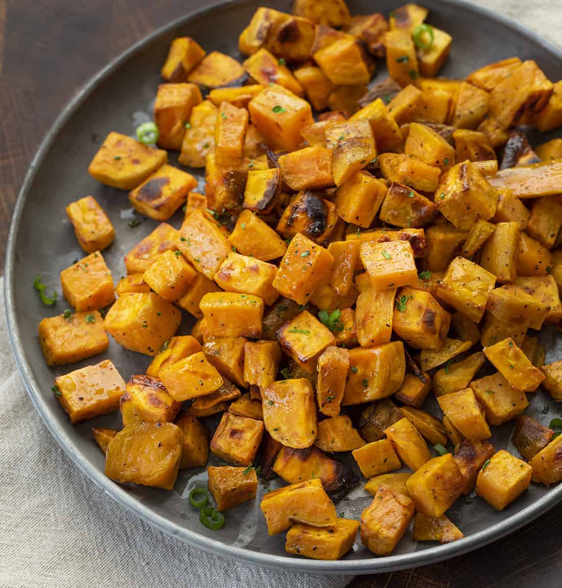 Roasted Sweet Potatoes on Plate