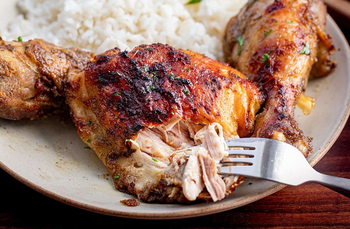 Juicy Interior of a Jerk Chicken Thigh