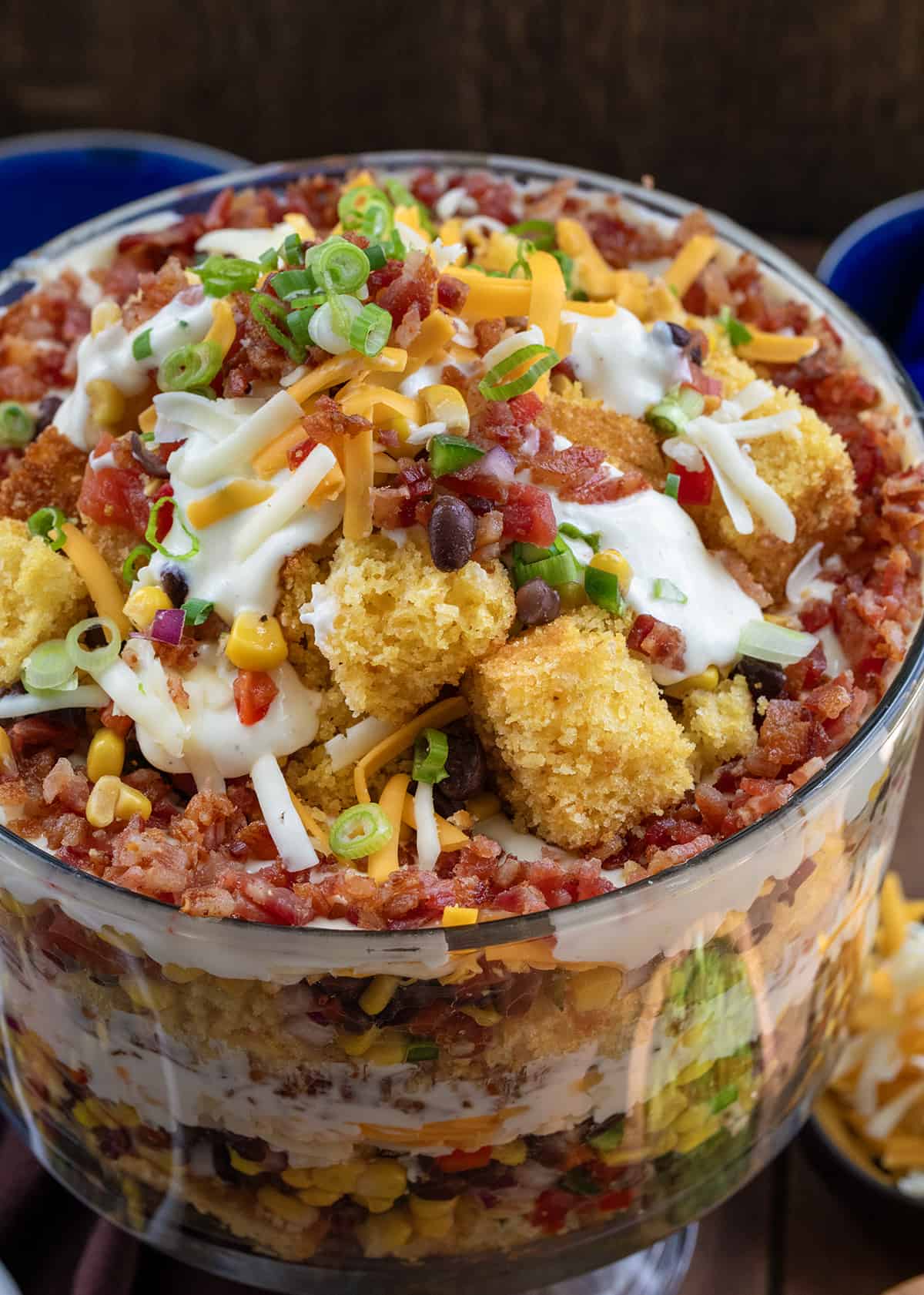 Close up of a Cowboy Cornbread Trifle.